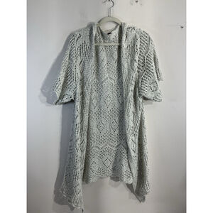 Womans Poof Large Gray Knit Open Front Cardigan short Sleeve